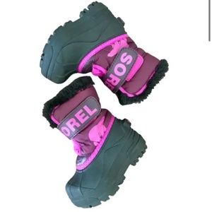 Pink and Purple Baby Sorel Boots Size 5